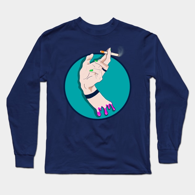 Hand with a cigarette art Long Sleeve T-Shirt by Anastasiia_De